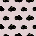 Bat clouds pattern seamless. Night animals vector halloween background. Royalty Free Stock Photo