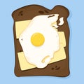 Brown rectangular bread with butter and fried egg for breakfast Royalty Free Stock Photo
