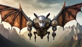 Bat Drone, Dystopian Steampunk Mechanic Bat Isolated â AI Generated