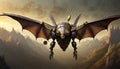 Bat Drone, Dystopian Steampunk Mechanic Bat Isolated â AI Generated