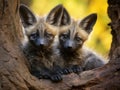 Ai Generated illustration Wildlife Concept of Bat-eared Fox Cubs Royalty Free Stock Photo