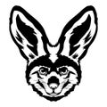 Bat-eared fox cute cartoon face vector iilustration in hand drawn style