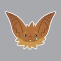 Bat emotional head. Illustration of bat-eared brown Royalty Free Stock Photo