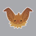 Bat emotional head. Vector illustration of bat-eared brown Royalty Free Stock Photo