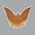 Bat emotional head. Vector illustration of bat-eared brown Royalty Free Stock Photo