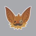 Bat emotional head. Vector illustration of bat-eared brown Royalty Free Stock Photo