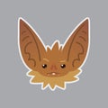 Bat emotional head. Vector illustration of bat-eared brown Royalty Free Stock Photo