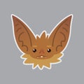 Bat emotional head. Vector illustration of bat-eared brown Royalty Free Stock Photo