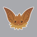 Bat emotional head. Vector illustration of bat-eared brown creature shows emotion. Royalty Free Stock Photo