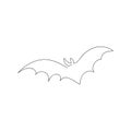 The bat flies one line art. Continuous line drawing of halloween theme, gothic, horrible, scary, night beast