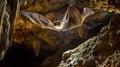 Bat flying in a cave Royalty Free Stock Photo