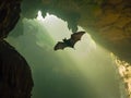 Bat flying in a cave Royalty Free Stock Photo