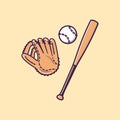 Bat, glove and ball baseball cartoon Royalty Free Stock Photo