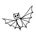 Bat hand drawn in doodle style. , scandinavian, monochrome. single element for design card, sticker. animal, halloween