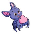 The bat is holding the heart doll for valentine