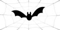 Bat icon. Bat wings, black web silhouette, isolated white background. Symbol Halloween holiday, mystery dark vampire Royalty Free Stock Photo