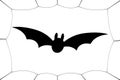 Bat icon. Bat wings, black web silhouette, isolated white background. Symbol Halloween holiday, mystery dark vampire Royalty Free Stock Photo