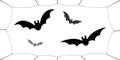 Bat icons set. Bat wings, black web silhouette isolated white background. Symbol Halloween holiday, mystery cartoon dark Royalty Free Stock Photo