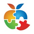 apple fruit puzzle logo icon template Royalty Free Stock Photo