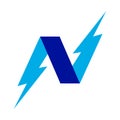 N letter electric logo icon template