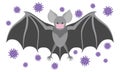 Bat with a medical mask and viruses. Royalty Free Stock Photo