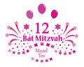 Bat Mitzvah invitation or congratulation card. Vector illustration