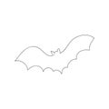 The bat one line art. Continuous line drawing of halloween theme, gothic, horrible, scary, night beast.