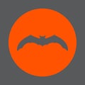 Bat, round icon, flat style, simple color change. Royalty Free Stock Photo