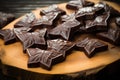 bat-shaped chocolates scattered on a wooden surface