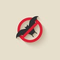 Bat silhouette. Animal pest icon stop sign Royalty Free Stock Photo