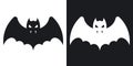 Bat silhouette, halloween illustration. Vector icon on black and white background Royalty Free Stock Photo