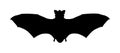 Bat silhouette illustration isolated on white background. Open wings beast. Night animal. Scary vampire symbol. Halloween.