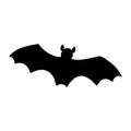 Bat silhouette isolated. Vector black illustration on white background. Flying bat with opened wings Royalty Free Stock Photo