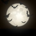 Bat silhouettes on night full moon background