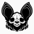 Bat skull with black hair and big ears