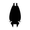 Bat sleep silhouette isolated. Night animals vampire. Vector ill