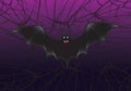 Bat on spiderweb background. Abstract illustration for Halloween