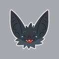 Bat sticker. Emoji. Vector illustration of cute Halloween bat vampire shows emotion. Joke. Emoticon icon with sublayer