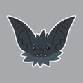 Bat sticker. Emoji. Vector illustration of cute Halloween bat vampire shows sad emotion.