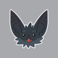 Bat sticker. Emoji. Vector illustration of cute Halloween bat vampire