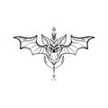 Bat tribal vectoor ornate elegant tattoo Royalty Free Stock Photo