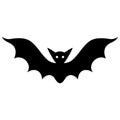 Bat vector icon. Isolated illustration on a white background. Black silhouette of a night bloodsucker. Flying hand-drawn predator