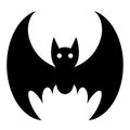 Bat vector icon. Isolated illustration on a white background. Black silhouette of a nocturnal animal. Hand-drawn bloodsucker. A