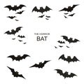 Bat wit Black Silhouette vector illustration Royalty Free Stock Photo