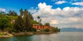 A Bataknese style resort on the shores of Danau Lake Toba, Sumatra, Indonesia Royalty Free Stock Photo