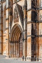 Batalha, Portugal. South Portal of Monastery of Batalha Abbey aka Monastery of Santa Maria da Vitoria Abbey. Gothic and Manuelino