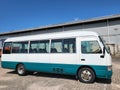 Batam, Indonesia - March 18,2023: Old Bus Car, Toyota Coaster Passenger Van
