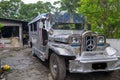 Batangas city, Philippines - June 13, 2020 : an old 90& x27;s model of a filipino jeepney that was used for delivery