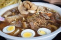 Batangas lomi with egg , philippines special dish Royalty Free Stock Photo