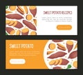 Batata or Sweet Potato Root Vegetable Banner Design Vector Template